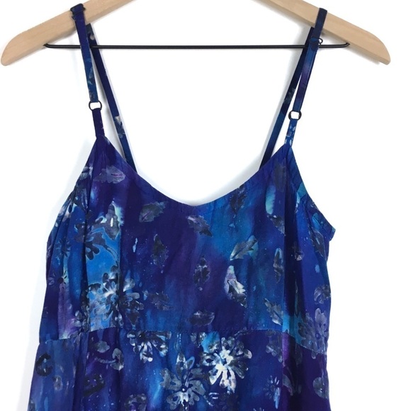 VINTAGE Maxi Sun Dress Batik Tie Dye Sundress Boho Hippie Spaghetti Strap Small - Picture 2 of 7